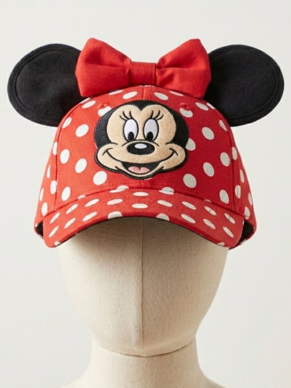 Disney Girls Toddler Baseball Cap Minnie Mouse Ears Bow Red & Black One Size